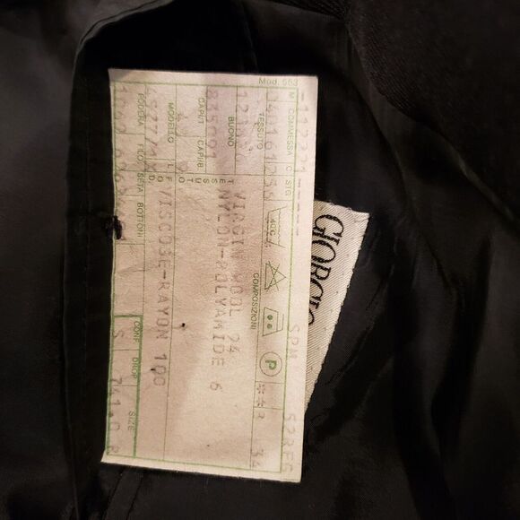 GIORGIO ARMANI Mens 41R Blazer Jacket Black Gold Logo Button Double Breasted - Picture 7 of 7